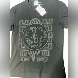 Versace Jeans Couture Black Unique Shirt 19” Pit to Pit Design see thru
